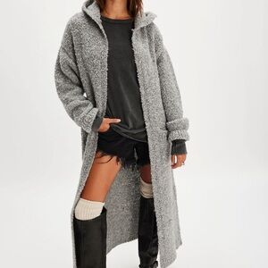 Free People Cozy Gray Hooded Women's Coat